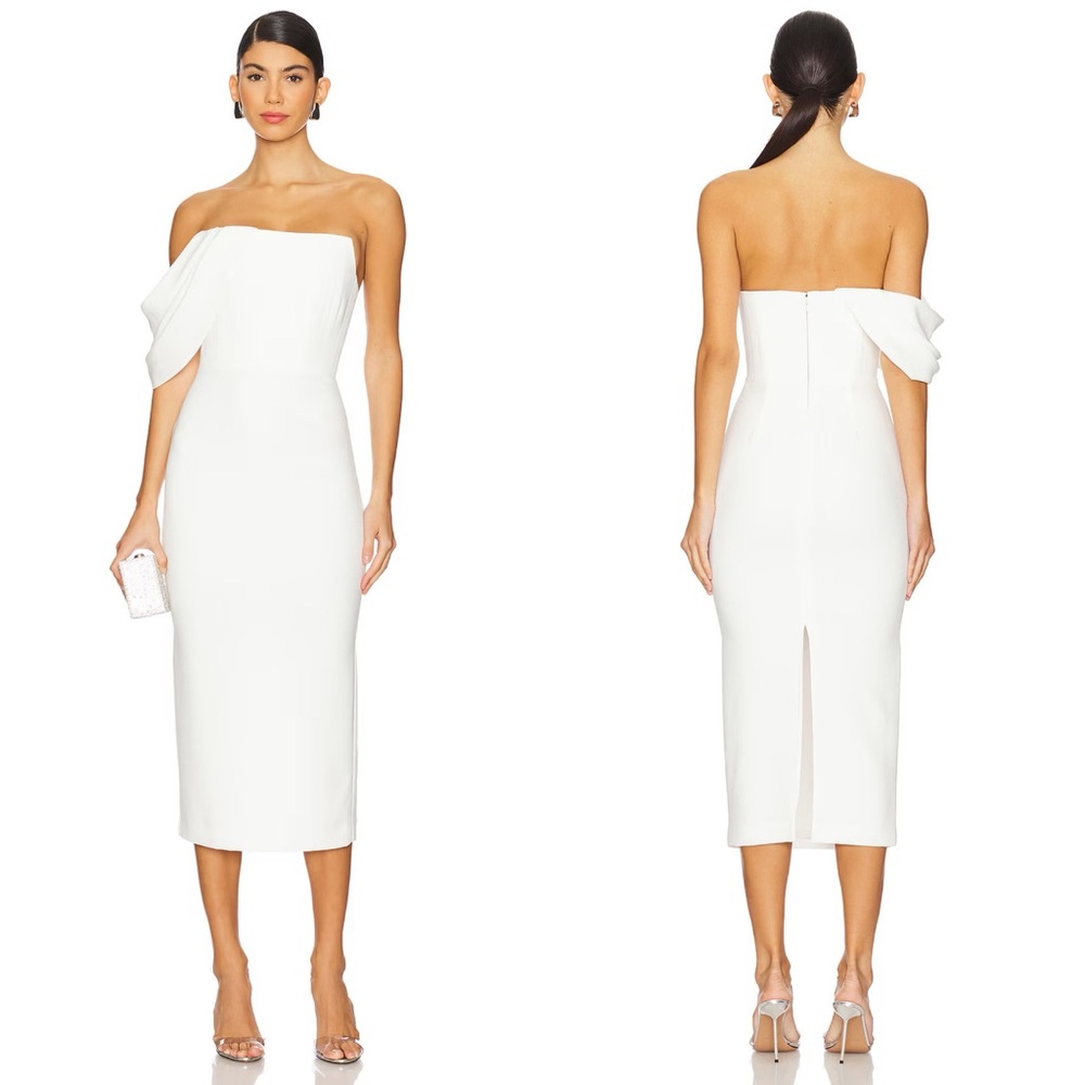 NWT Alex Perry Draped Corset Midi Dress White